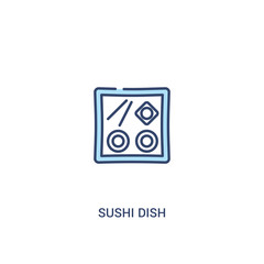 Fototapeta premium sushi dish concept 2 colored icon. simple line element illustration. outline blue sushi dish symbol. can be used for web and mobile ui/ux.
