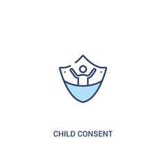 child consent concept 2 colored icon. simple line element illustration. outline blue child consent symbol. can be used for web and mobile ui/ux.