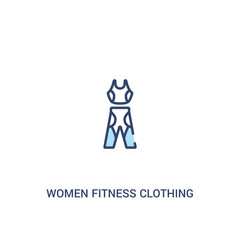 women fitness clothing concept 2 colored icon. simple line element illustration. outline blue women fitness clothing symbol. can be used for web and mobile ui/ux.
