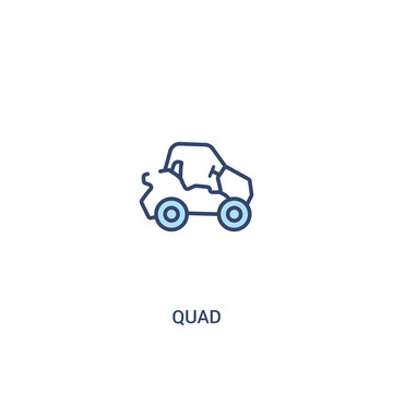quad concept 2 colored icon. simple line element illustration. outline blue quad symbol. can be used for web and mobile ui/ux.