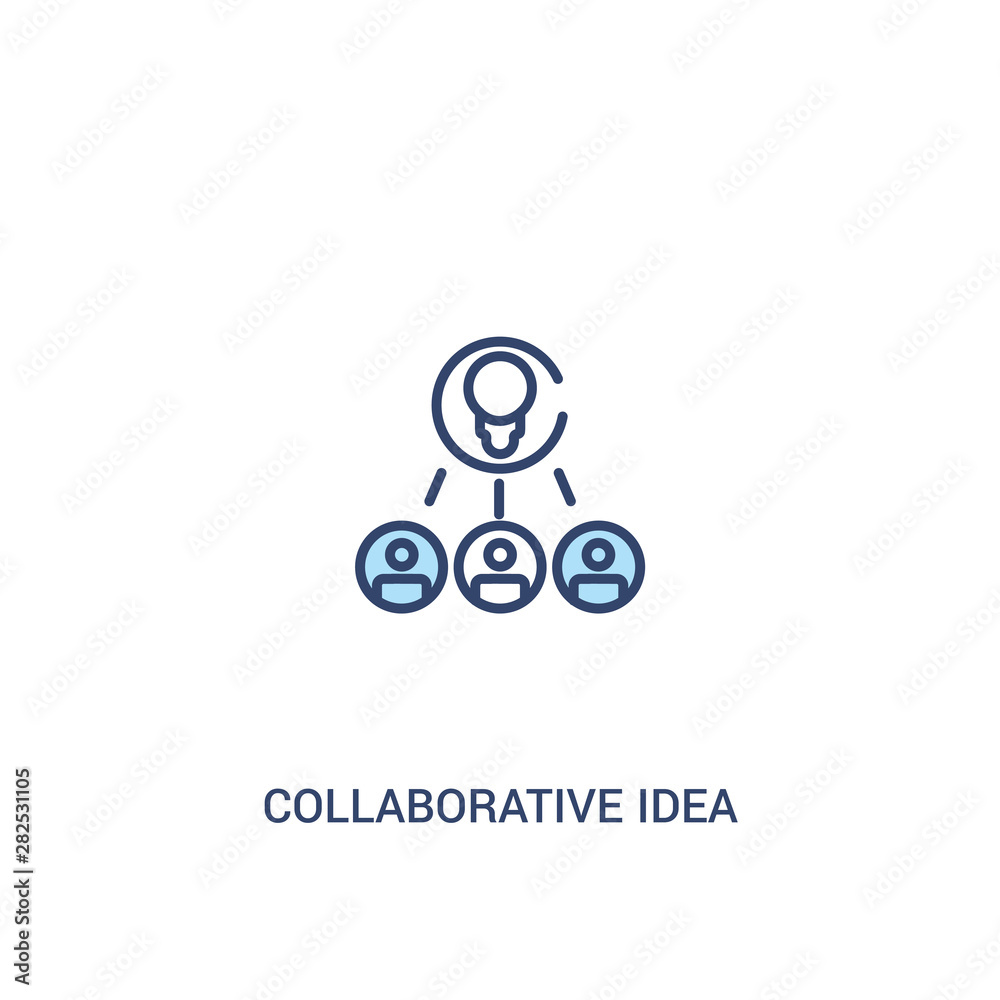 Poster collaborative idea concept 2 colored icon. simple line element illustration. outline blue collaborat