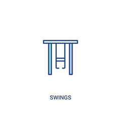 swings concept 2 colored icon. simple line element illustration. outline blue swings symbol. can be used for web and mobile ui/ux.