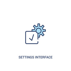 settings interface concept 2 colored icon. simple line element illustration. outline blue settings interface symbol. can be used for web and mobile ui/ux.