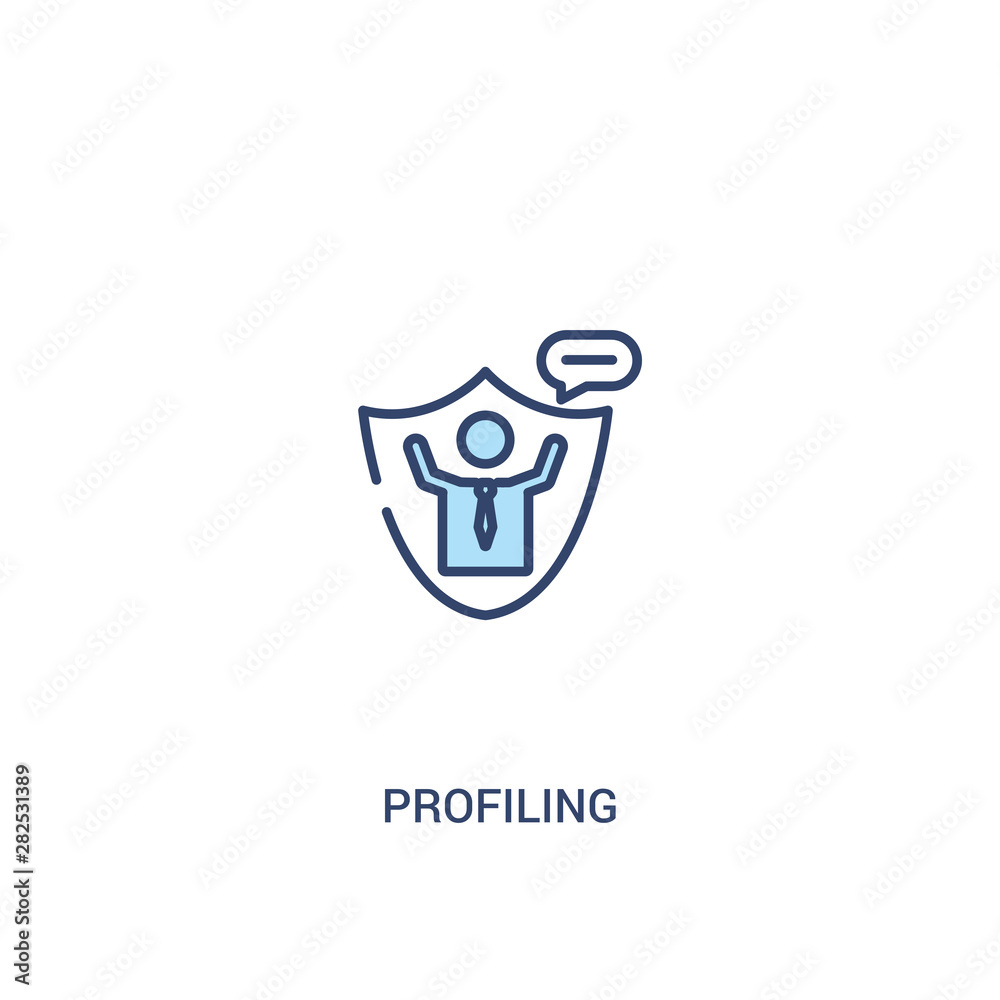 Poster profiling concept 2 colored icon. simple line element illustration. outline blue profiling symbol. c