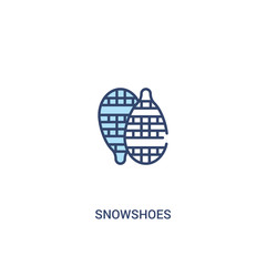 snowshoes concept 2 colored icon. simple line element illustration. outline blue snowshoes symbol. can be used for web and mobile ui/ux.