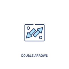 double arrows concept 2 colored icon. simple line element illustration. outline blue double arrows symbol. can be used for web and mobile ui/ux.