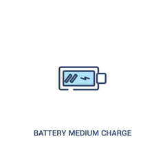 Fototapeta na wymiar battery medium charge concept 2 colored icon. simple line element illustration. outline blue battery medium charge symbol. can be used for web and mobile ui/ux.