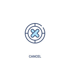 cancel concept 2 colored icon. simple line element illustration. outline blue cancel symbol. can be used for web and mobile ui/ux.