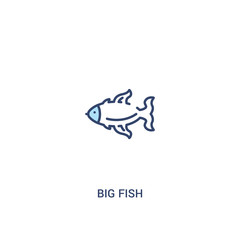 big fish concept 2 colored icon. simple line element illustration. outline blue big fish symbol. can be used for web and mobile ui/ux.