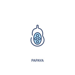 papaya concept 2 colored icon. simple line element illustration. outline blue papaya symbol. can be used for web and mobile ui/ux.