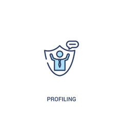 profiling concept 2 colored icon. simple line element illustration. outline blue profiling symbol. can be used for web and mobile ui/ux.