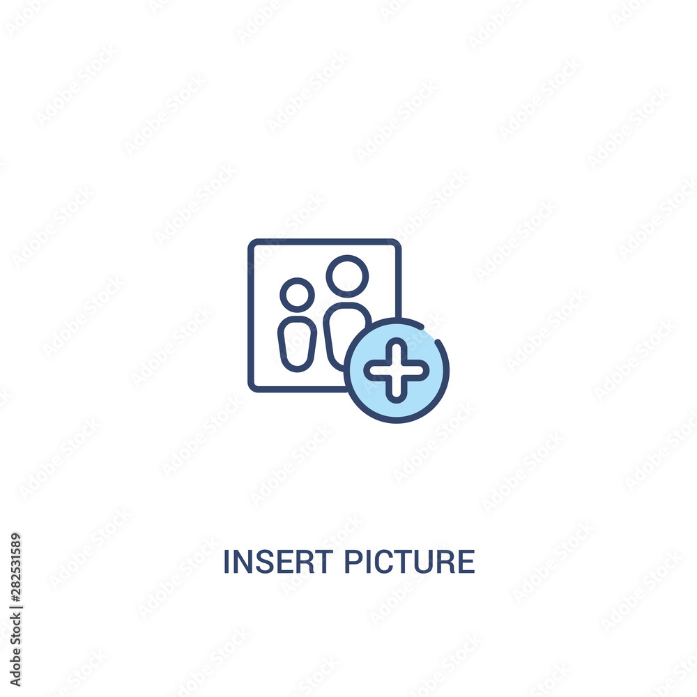 Poster insert picture concept 2 colored icon. simple line element illustration. outline blue insert picture
