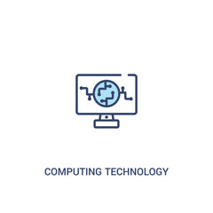 computing technology concept 2 colored icon. simple line element illustration. outline blue computing technology symbol. can be used for web and mobile ui/ux.