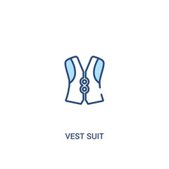 vest suit concept 2 colored icon. simple line element illustration. outline blue vest suit symbol. can be used for web and mobile ui/ux.