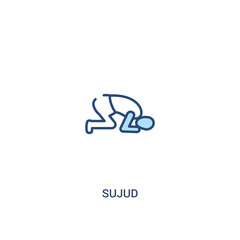 sujud concept 2 colored icon. simple line element illustration. outline blue sujud symbol. can be used for web and mobile ui/ux.