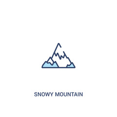 snowy mountain concept 2 colored icon. simple line element illustration. outline blue snowy mountain symbol. can be used for web and mobile ui/ux.