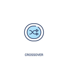 crossover concept 2 colored icon. simple line element illustration. outline blue crossover symbol. can be used for web and mobile ui/ux.