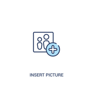 insert picture concept 2 colored icon. simple line element illustration. outline blue insert picture symbol. can be used for web and mobile ui/ux.