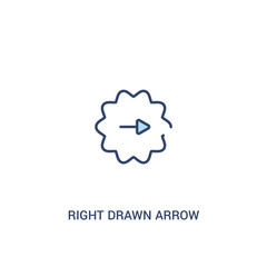 right drawn arrow concept 2 colored icon. simple line element illustration. outline blue right drawn arrow symbol. can be used for web and mobile ui/ux.
