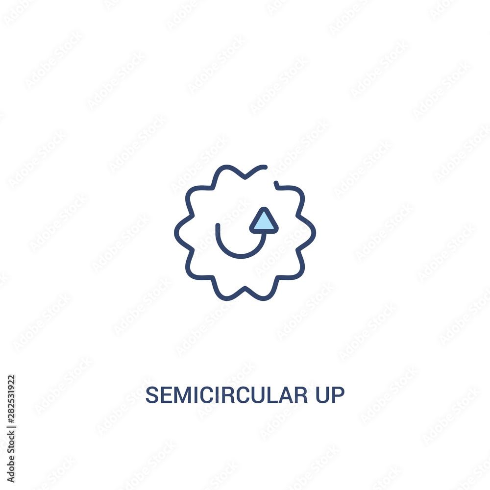 Poster semicircular up arrow concept 2 colored icon. simple line element illustration. outline blue semicir