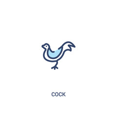 Fototapeta na wymiar cock concept 2 colored icon. simple line element illustration. outline blue cock symbol. can be used for web and mobile ui/ux.