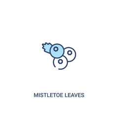 mistletoe leaves concept 2 colored icon. simple line element illustration. outline blue mistletoe leaves symbol. can be used for web and mobile ui/ux.