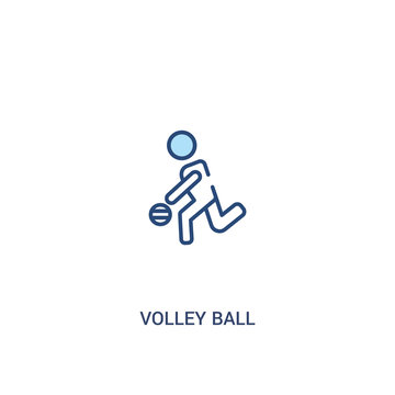 volley ball concept 2 colored icon. simple line element illustration. outline blue volley ball symbol. can be used for web and mobile ui/ux.