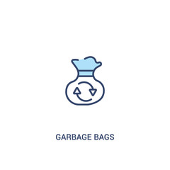 garbage bags concept 2 colored icon. simple line element illustration. outline blue garbage bags symbol. can be used for web and mobile ui/ux.