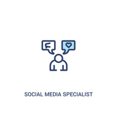 social media specialist concept 2 colored icon. simple line element illustration. outline blue social media specialist symbol. can be used for web and mobile ui/ux.