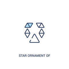 star ornament of small triangles concept 2 colored icon. simple line element illustration. outline blue star ornament of small triangles symbol. can be used for web and mobile ui/ux.