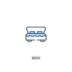 beds concept 2 colored icon. simple line element illustration. outline blue beds symbol. can be used for web and mobile ui/ux.