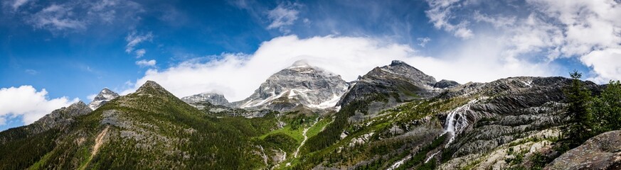 Panoramic view of the Canadian Rockies in Glacier National Park, British Columbia, Canada