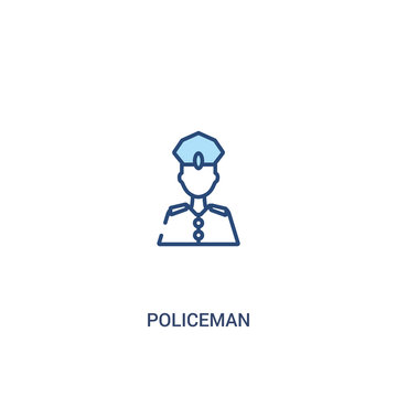 policeman concept 2 colored icon. simple line element illustration. outline blue policeman symbol. can be used for web and mobile ui/ux.