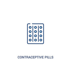 contraceptive pills concept 2 colored icon. simple line element illustration. outline blue contraceptive pills symbol. can be used for web and mobile ui/ux.