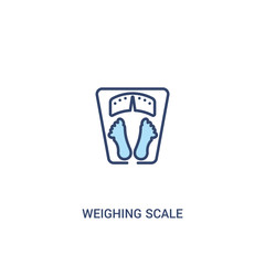 weighing scale concept 2 colored icon. simple line element illustration. outline blue weighing scale symbol. can be used for web and mobile ui/ux.