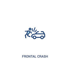 frontal crash concept 2 colored icon. simple line element illustration. outline blue frontal crash symbol. can be used for web and mobile ui/ux.