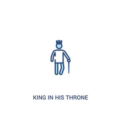 king in his throne concept 2 colored icon. simple line element illustration. outline blue king in his throne symbol. can be used for web and mobile ui/ux.