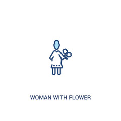 woman with flower concept 2 colored icon. simple line element illustration. outline blue woman with flower symbol. can be used for web and mobile ui/ux.