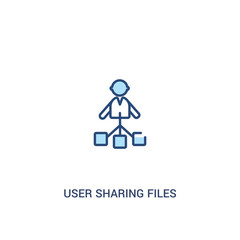user sharing files concept 2 colored icon. simple line element illustration. outline blue user sharing files symbol. can be used for web and mobile ui/ux.