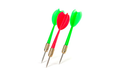 3 colored darts on a white background. Hit the target