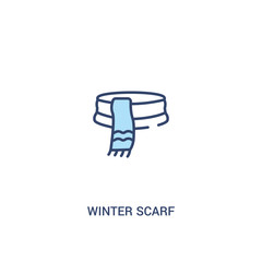 winter scarf concept 2 colored icon. simple line element illustration. outline blue winter scarf symbol. can be used for web and mobile ui/ux.