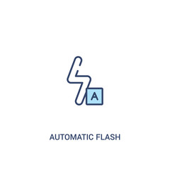 automatic flash concept 2 colored icon. simple line element illustration. outline blue automatic flash symbol. can be used for web and mobile ui/ux.