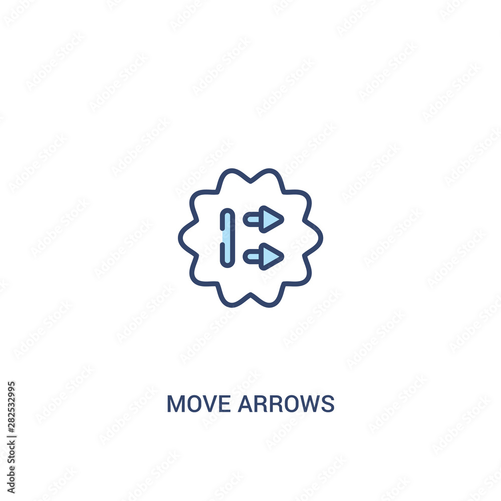 Poster move arrows concept 2 colored icon. simple line element illustration. outline blue move arrows symbo