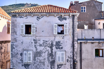 Panorama Dubrovnik Old Town roofs . Europe, Croatia