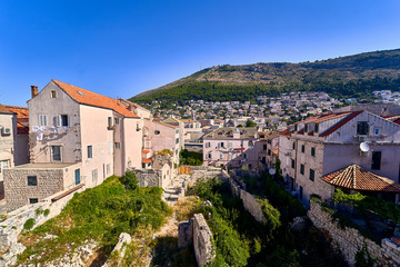 Fototapeta na wymiar Panorama Dubrovnik Old Town roofs . Europe, Croatia