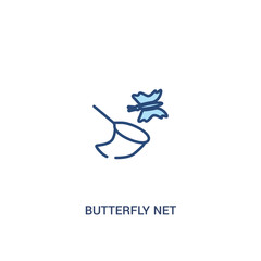 Fototapeta premium butterfly net concept 2 colored icon. simple line element illustration. outline blue butterfly net symbol. can be used for web and mobile ui/ux.