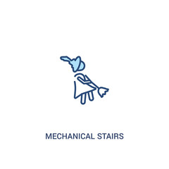 mechanical stairs concept 2 colored icon. simple line element illustration. outline blue mechanical stairs symbol. can be used for web and mobile ui/ux.