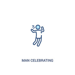 man celebrating concept 2 colored icon. simple line element illustration. outline blue man celebrating symbol. can be used for web and mobile ui/ux.