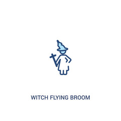 witch flying broom concept 2 colored icon. simple line element illustration. outline blue witch flying broom symbol. can be used for web and mobile ui/ux.