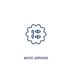 move arrows concept 2 colored icon. simple line element illustration. outline blue move arrows symbol. can be used for web and mobile ui/ux.